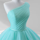 One-Shoulder Sleeveless Ball Gown Court Train Quinceanera Dress