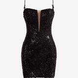 Orla |Sheath Spaghetti Straps Sequined Lace Homecoming Dress