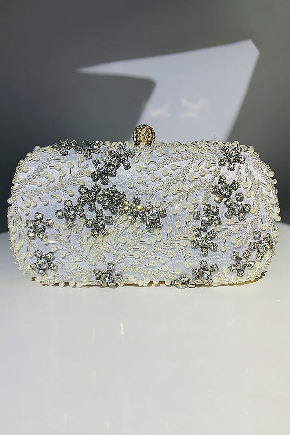 Pearl Rhinestone Beaded Square Handbag