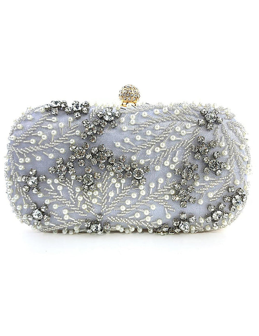 Pearl Rhinestone Beaded Square Handbag