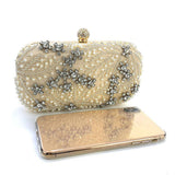 Pearl Rhinestone Beaded Square Handbag