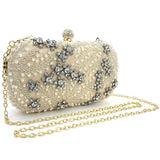 Pearl Rhinestone Beaded Square Handbag