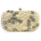 Pearl Rhinestone Beaded Square Handbag