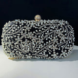 Pearl Rhinestone Beaded Square Handbag