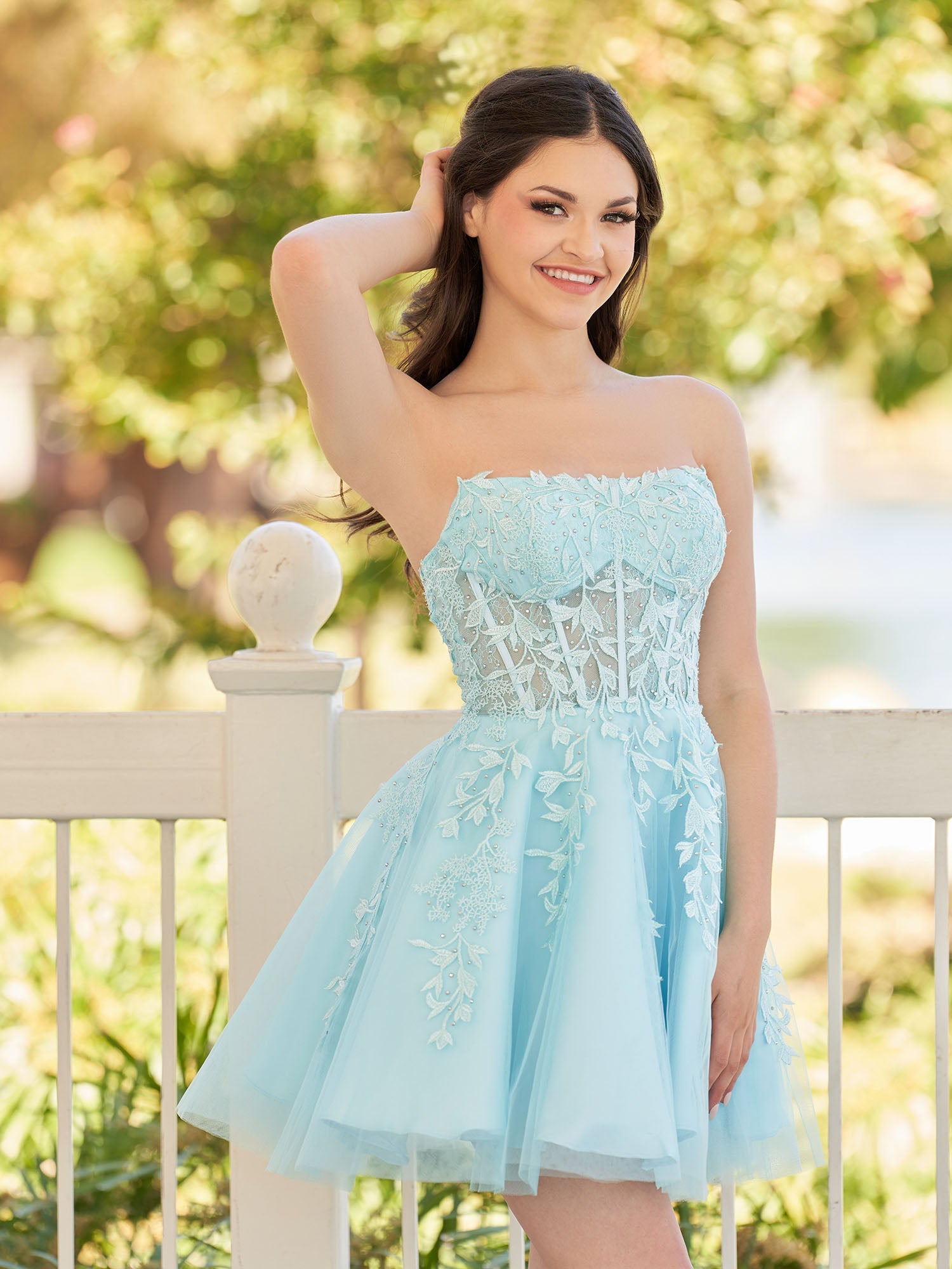 Petunia | Blue A-Line Tulle Homecoming Dresses with Lace Appliques