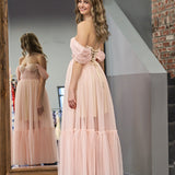 Nova | A-Line Rose Pink Tulle Sweetheart Tea-Length Prom Dress