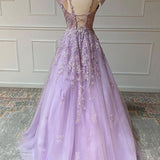 Aliana| Princess Spaghetti Straps Floor-Length Tulle Prom Dress With Beading Appliqued