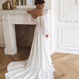 Aritha | Off the Shoulder Chiffon Beach Long-Sleeve Wedding Dresses