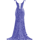 Erryn |Purple Sheath Sequins Long Prom Dress with Slit