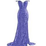 Erryn |Purple Sheath Sequins Long Prom Dress with Slit