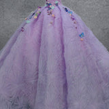 Quinceanera Dresses Off the Shoulder Party Dress Sweetheart Neck Lavender Tulle Ball Gown