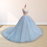 Quinceanera Dresses Spaghetti Straps Beading with 3D Butterfly Appliques