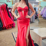 Brylee| Sweetheart Satin Mermaid Long Prom Dress