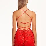 Sharlie | Red Sheath Beaded Flowers Homecoming Dress