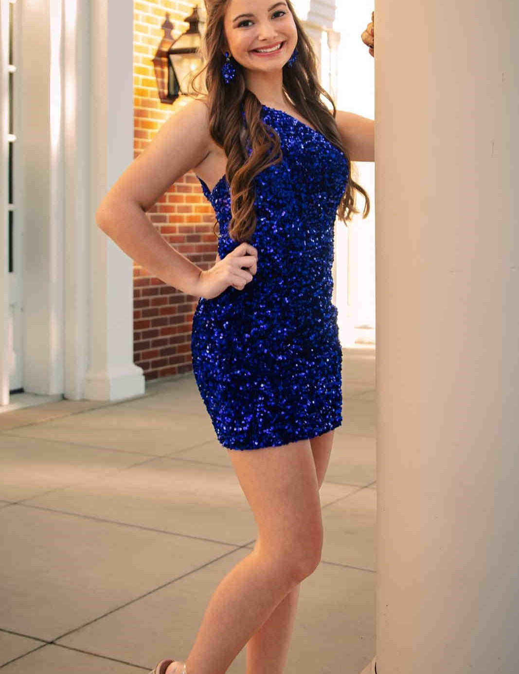 Vicky |Sheath One Shoulder Sequins Homecoming Dress