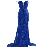 Erryn |Sparkly Blue Sheath Sequins Long Prom Dress with Slit