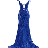 Erryn |Sparkly Blue Sheath Sequins Long Prom Dress with Slit