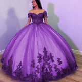 Royal Blue Tulle Off the Shoulder Quinceanera Dress Ball Gown