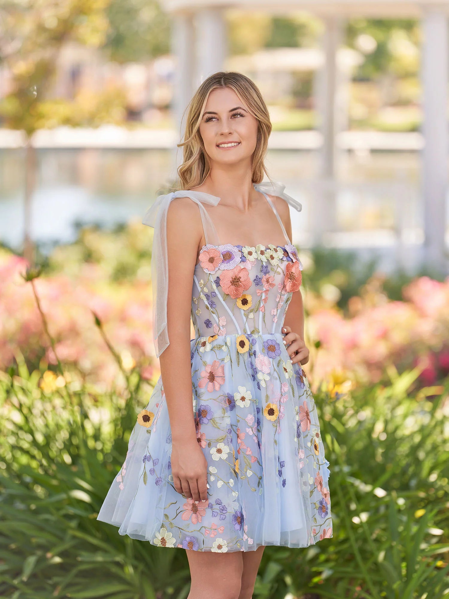 Sarah | A-Line Lilac Short Homecoming Dress with 3D Flowers