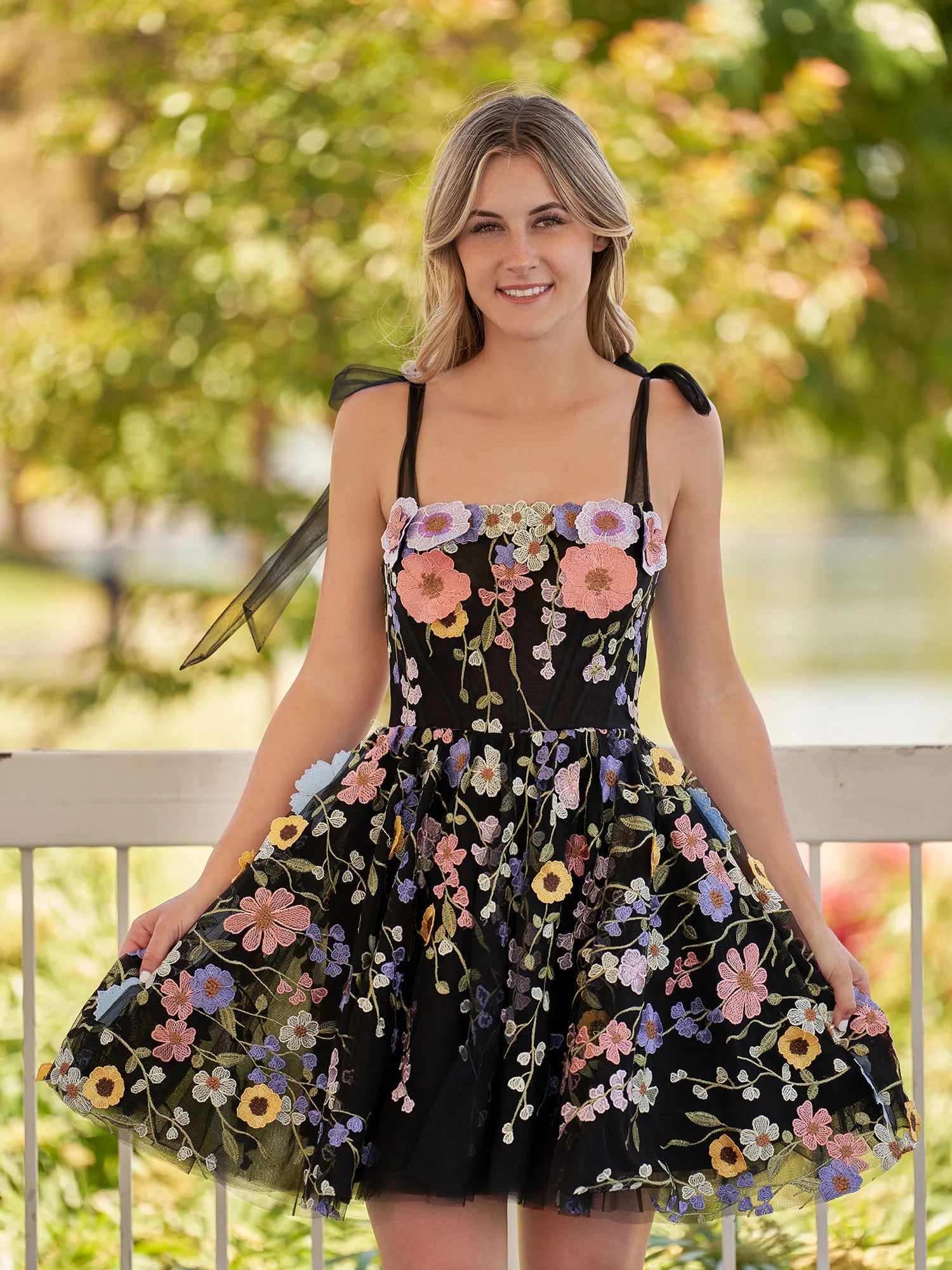 Sarah | A-Line Lilac Short Homecoming Dress with 3D Flowers