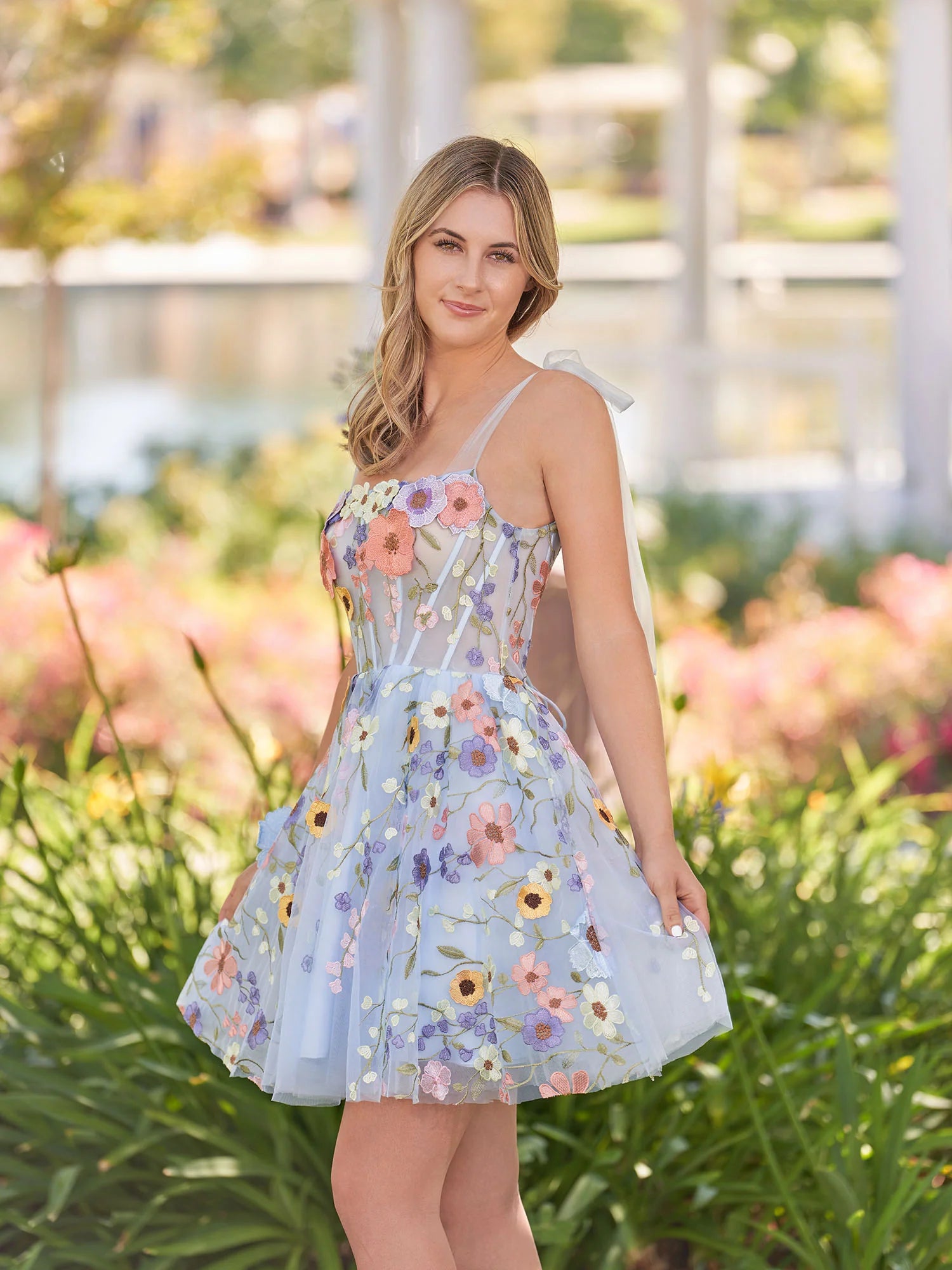 Sarah | A-Line Lilac Short Homecoming Dress with 3D Flowers