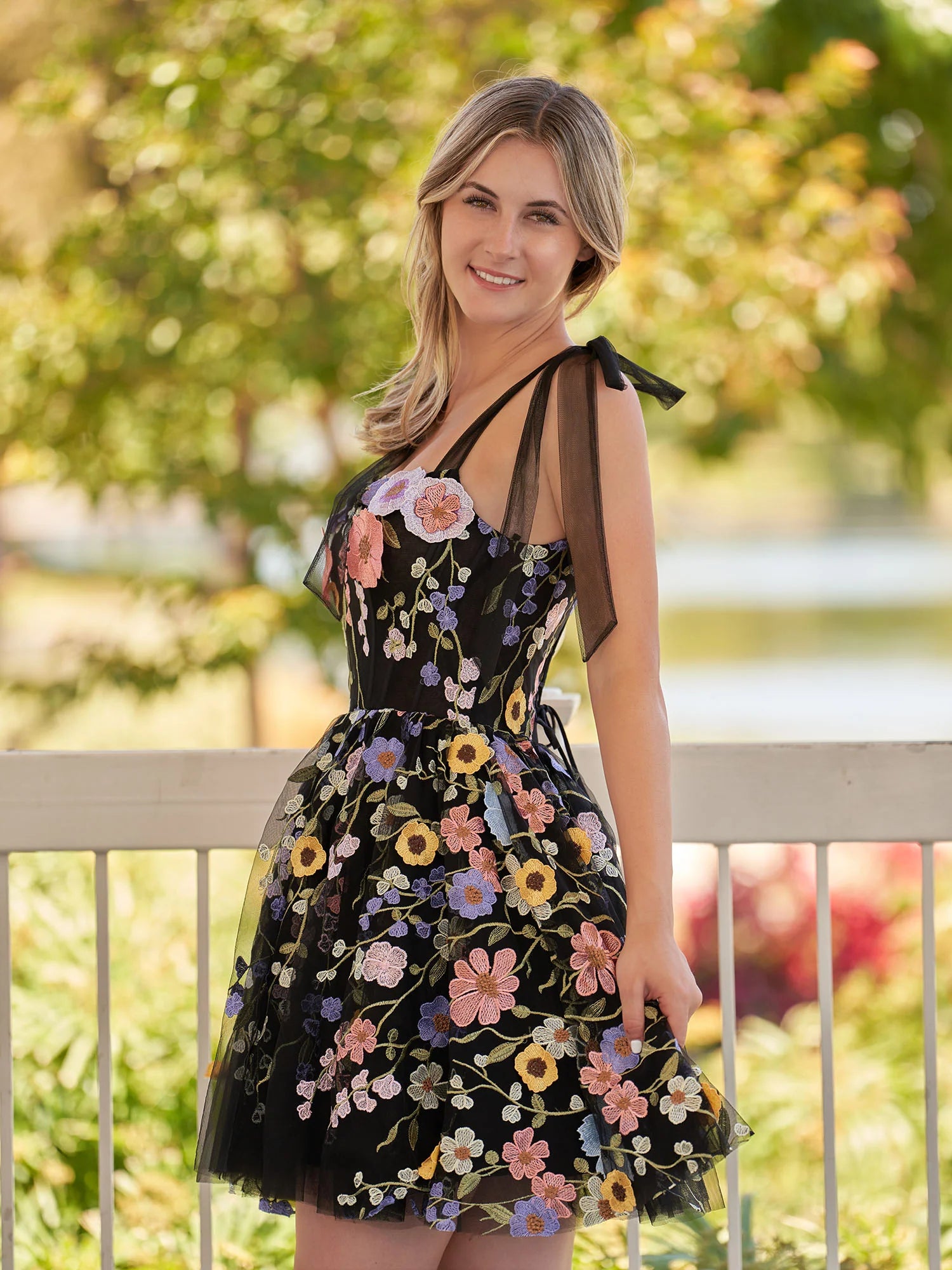 Sarah | A-Line Lilac Short Homecoming Dress with 3D Flowers