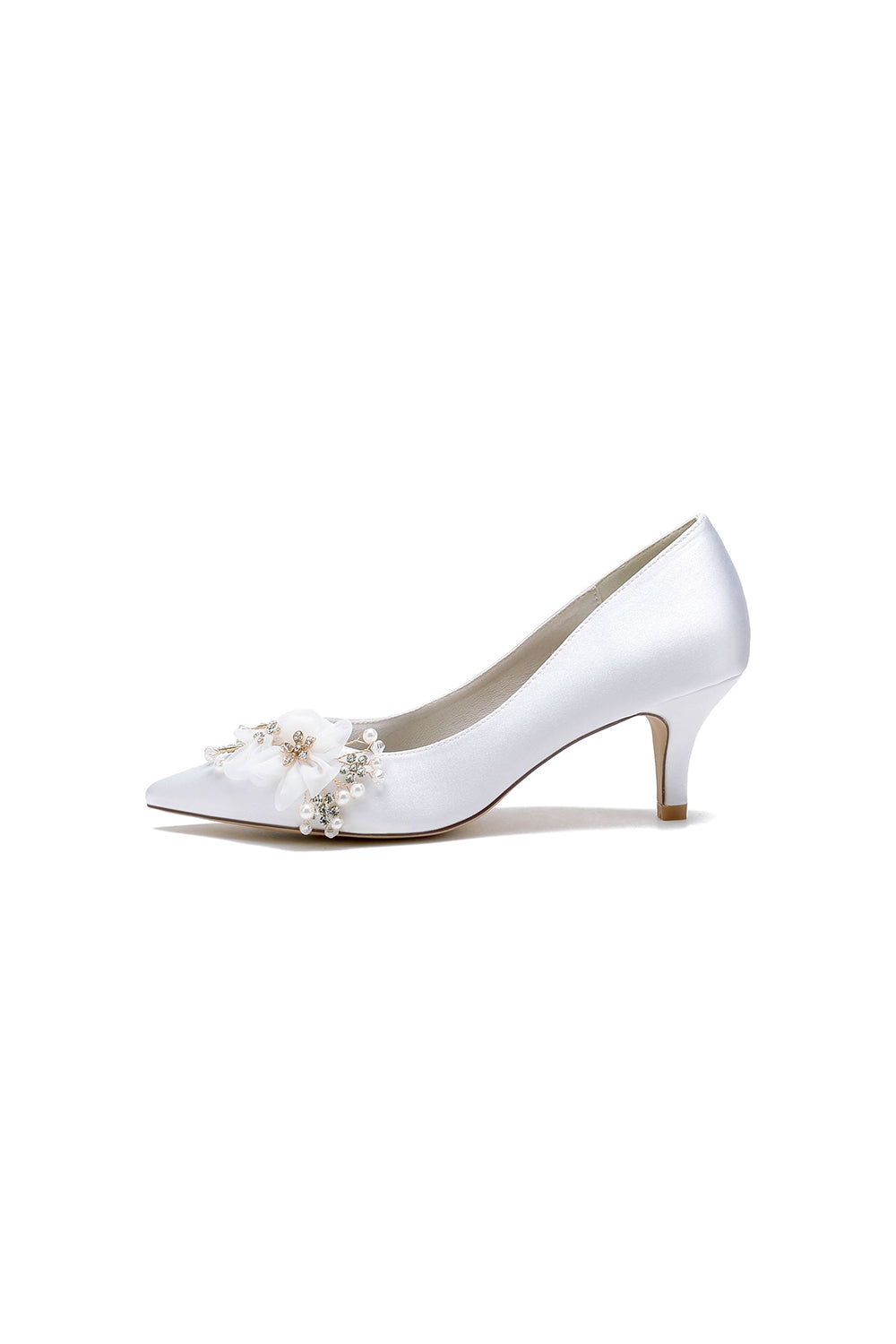 Satin Wedding Shoes Stiletto Heel With Rhinestone Flower