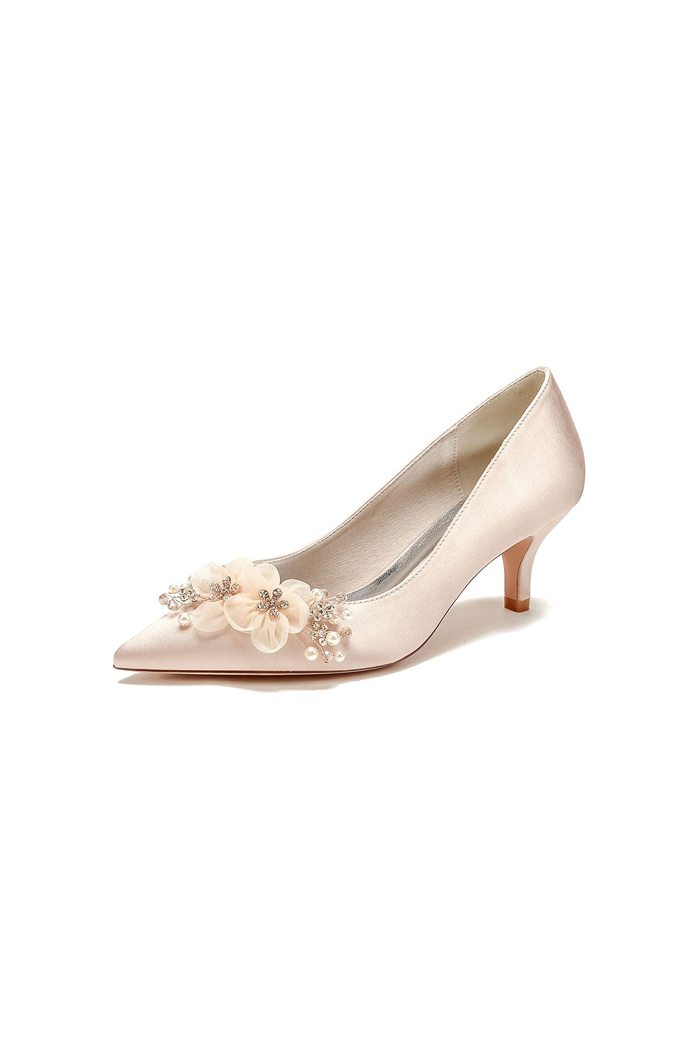 Satin Wedding Shoes Stiletto Heel With Rhinestone Flower