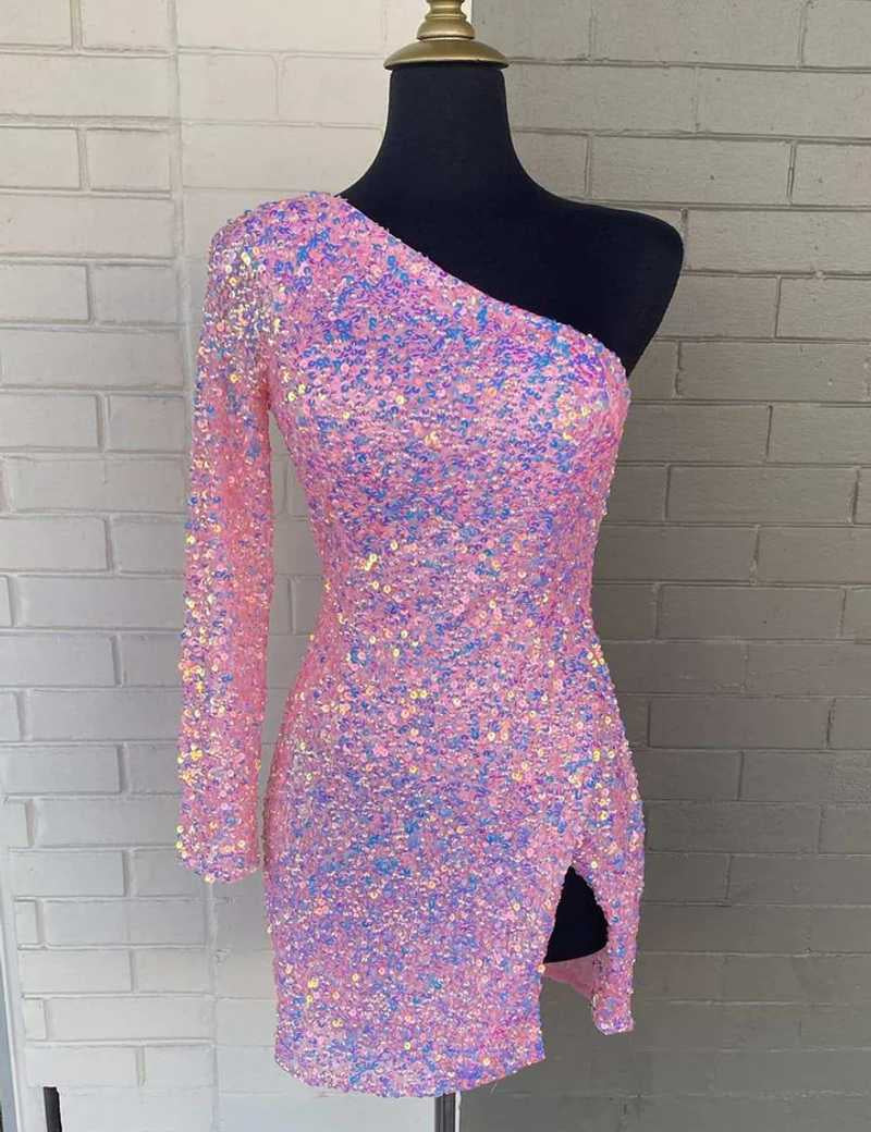 Gwendolyn |Bodycon One-Shoulder Sequins Homecoming Dress