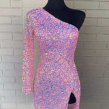 Gwendolyn |Bodycon One-Shoulder Sequins Homecoming Dress