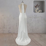 Sheath Satin Backless Halter Wedding Dress