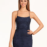 Laelia | Navy Blue Sheath Short Homecoming Dress With Appliques