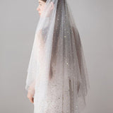 Shiny Bridal Veils with Gold Star Sparkly Wedding Veil