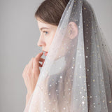 Shiny Bridal Veils with Gold Star Sparkly Wedding Veil