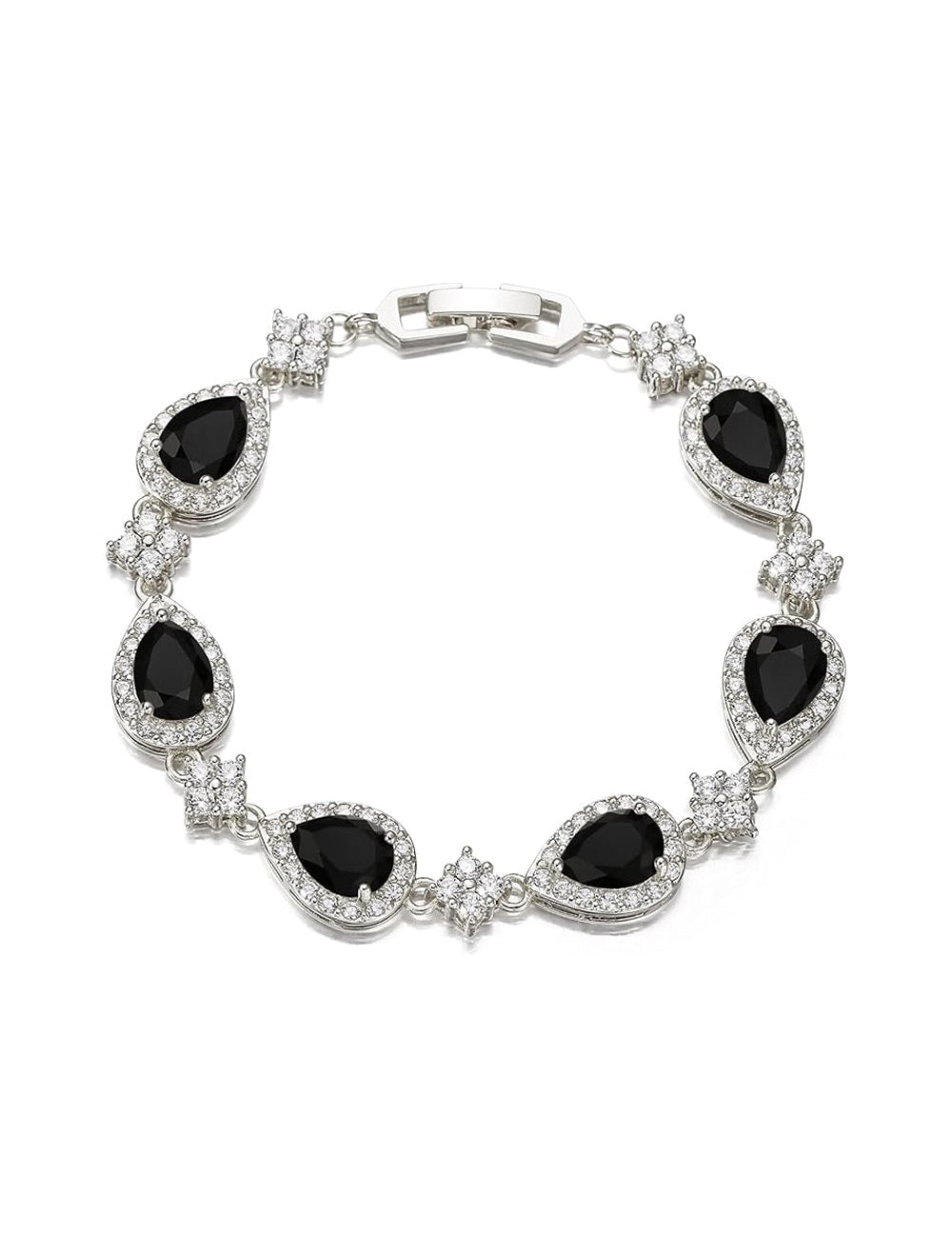 Black Zirconia Classic Teardrop Tennis Bracelets with Rhinestone