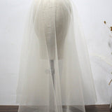 Simple Champagne Short Wedding Veils Blusher Veil