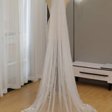 Simple Floral Lace Chapel Train Veil Bridal Veil Wedding Veil