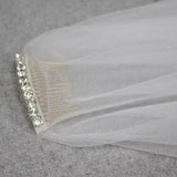 Simple Ivory Tulle Drop Veil Crystal Comb Wedding Veils