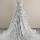 Spaghetti Straps Sequins A-line Sparkly Wedding Dress Bridal Gown