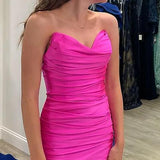 Boydcon Sweetheart Fuchsia Short Homecoming Dress with Ruched