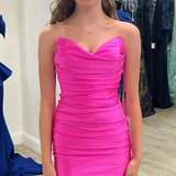 Boydcon Sweetheart Fuchsia Short Homecoming Dress with Ruched