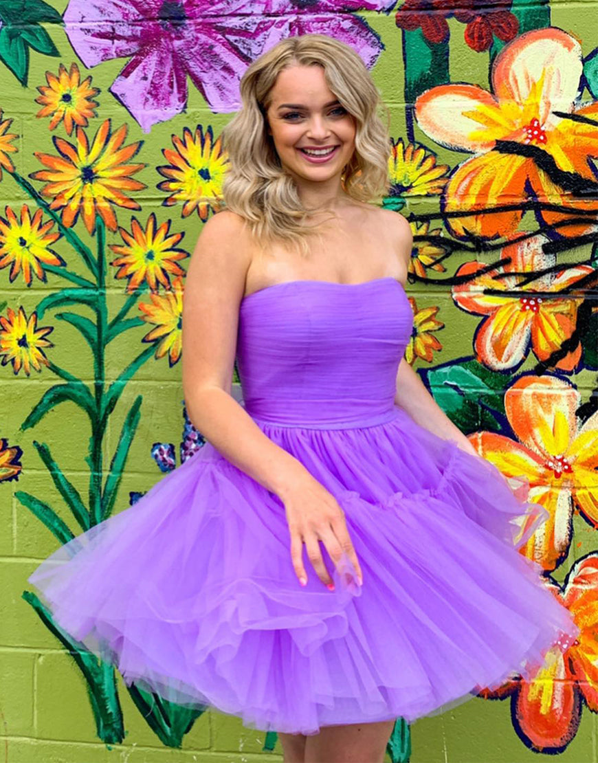 Hester |A line Strapless Tulle Homecoming Dress