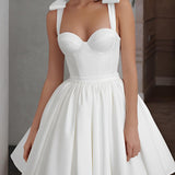 Sweet A-Line Sweetheart Sleeveless Short Satin Wedding Dresses