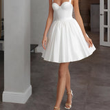 Sweet A-Line Sweetheart Sleeveless Short Satin Wedding Dresses