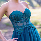 Corset Lace Floor Length Tulle Prom Dress