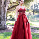 Corset Lace Floor Length Tulle Prom Dress