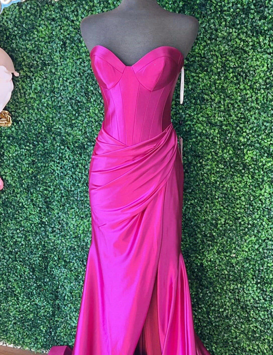 Abby | Sweetheart Fuchsia Pleated Mermaid Long Prom Dress