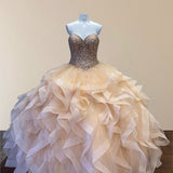 Sweetheart Neckline Sequins Sparkly Bodice Multi-Layer Ball Gown Quinceanera Dress