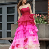 Xiomara | Sweetheart Pleated Bodice Long Prom Dress with Ruffles