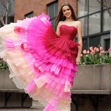 Xiomara | Sweetheart Pleated Bodice Long Prom Dress with Ruffles